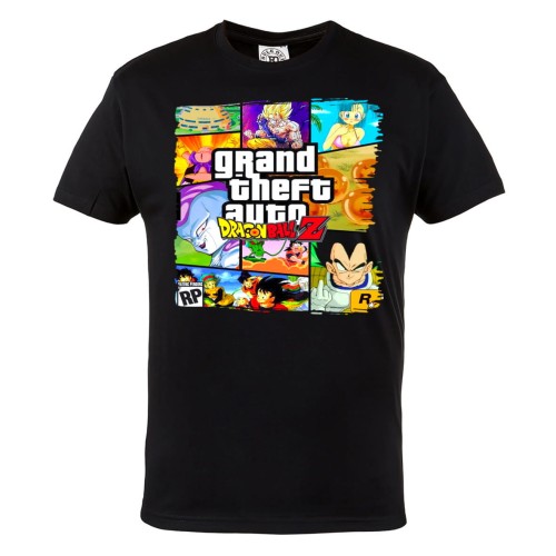 DRAGON BALL Z MĘSKA KOSZULKA Z NADRUKIEM DLA FANA MANGA ANIME GOKU VEGETA GTA GRAND THEFT AUTO
