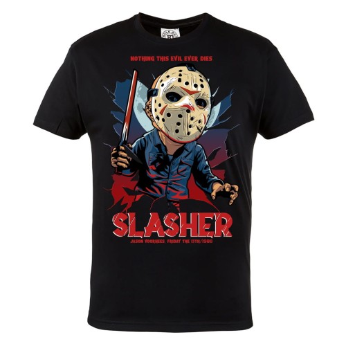 MĘSKA KOSZULKA Z NADRUKIEM FILMOWA HORROR NA HALLOWEEN SLASHER JASON VOORHEES 1
