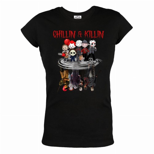 DAMSKA KOSZULKA NA HALLOWEEN HORROR CHILLIN' & KILLIN' BOHATEROWIE 1