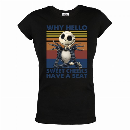 DAMSKA KOSZULKA NA HALLOWEEN HORROR JACK SKELLINGTON WELCOME SWEET CHICKS HAVE A SEAT 1