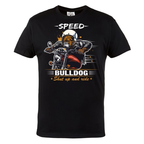 KOSZULKA MOTO MOTORYZACYJNA SPEED BULLDOG BULDOG ANGIELSKI SHUT UP AND RIDE 1