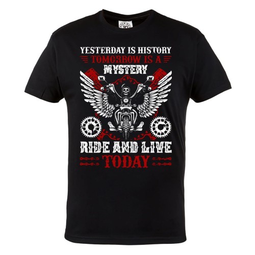 KOSZULKA MOTO MOTORYZACYJNA MOTOCYKL RIDE AND LIVE TOMORROW IS A MYSTERY 1