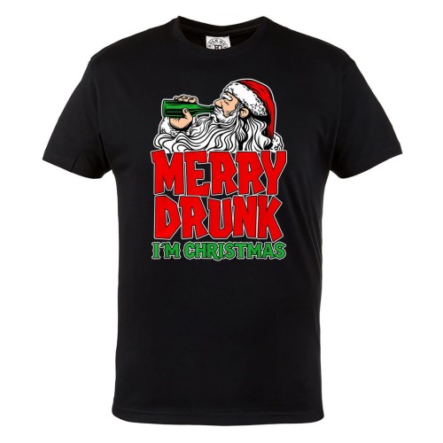 KOSZULKA ŚWIĄTECZNA PIJANY ŚWIĘTY MIKOŁAJ Z PIWEM MERRY DRUNK I'M CHRISTMAS