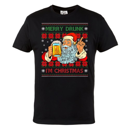 KOSZULKA ŚWIĄTECZNA ŚWIĘTY MIKOŁAJ Z PIWEM MERRY DRUNK I'M CHRISTMAS