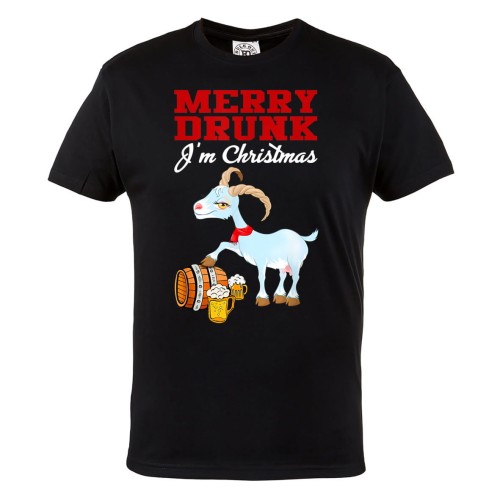 KOSZULKA ŚWIĄTECZNA DLA PIWOSZA KOZA Z PIWEM MERRY DRUNK I'M CHRISTMAS