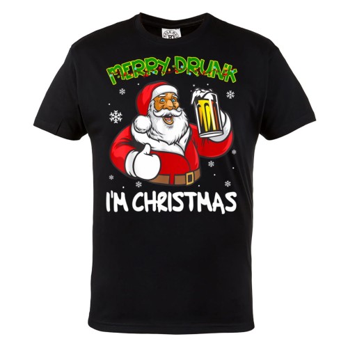 KOSZULKA ŚWIĄTECZNA ŚWIĘTY MIKOŁAJ Z PIWEM SANTA CLAUS MERRY DRUNK I'M CHRISTMAS
