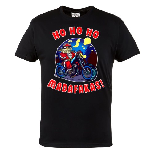 KOSZULKA ŚWIĄTECZNA ŚWIĘTY MIKOŁAJ MOTOCYKLISTA HO HO HO MADAFAKAS