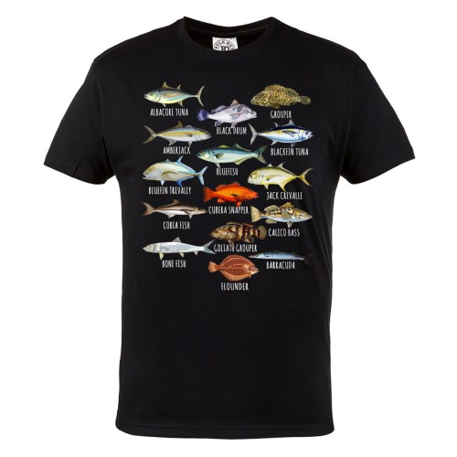KOSZULKA MĘSKA DLA WĘDKARZA GATUNKI RYB RYBY 