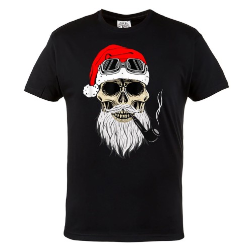 KOSZULKA ŚWIĄTECZNA NA ŚWIĘTA CZASZKA Z FAJKĄ ŚWIĘTY MIKOŁAJ SANTA 1