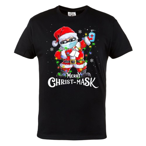 KOSZULKA ŚWIĄTECZNA NA ŚWIĘTA ŚWIĘTY MIKOŁAJ W MASCE MERRY CHRIST-MASK 1