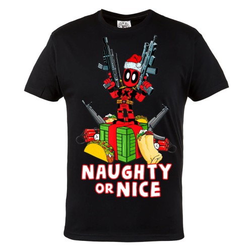 KOSZULKA ŚWIĄTECZNA NA ŚWIĘTA DEADPOOL MARVEL PREZENT NAUGHTY OR NICE 1