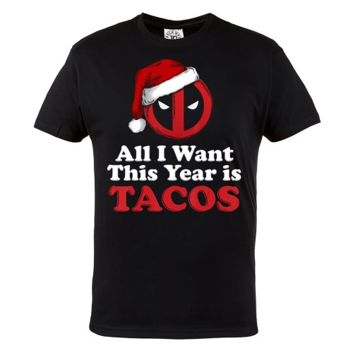 KOSZULKA ŚWIĄTECZNA NA ŚWIĘTA DEADPOOL MARVEL ALL I WANT THIS YEAR IS TACOS 1