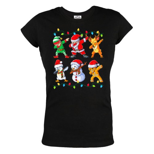 DAMSKA KOSZULKA ŚWIĄTECZNA NA ŚWIĘTA EKIPA ŚWIĘTEGO MIKOŁAJA DABBING LAMPKI 1