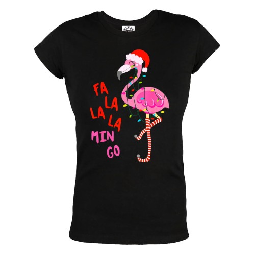 DAMSKA KOSZULKA ŚWIĄTECZNA NA ŚWIĘTA FA LA LA LA MIN GO ŚWIĄTECZNY FLAMING 1