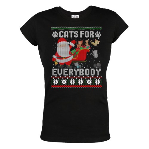 DAMSKA KOSZULKA ŚWIĄTECZNA NA ŚWIĘTA ŚWIĘTY MIKOŁAJ Z SNAIMI KOTY CATS FOR EVERYBODY 1