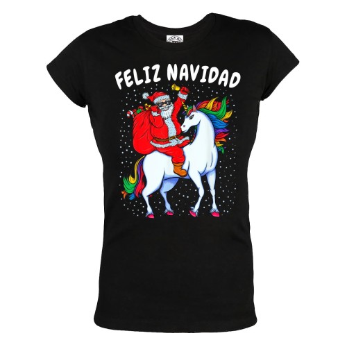 DAMSKA KOSZULKA ŚWIĄTECZNA NA ŚWIĘTA ŚWIĘTY MIKOŁAJ JEDNOROŻEC WESOŁYCH ŚWIĄT FELIZ NAVIDAD 1