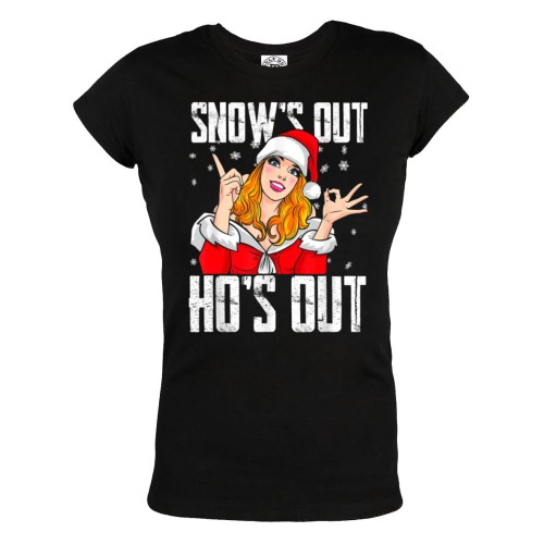 DAMSKA KOSZULKA ŚWIĄTECZNA NA ŚWIĘTA PANI MIKOŁAJOWA SNOW'S OUT HO'S OUT 1