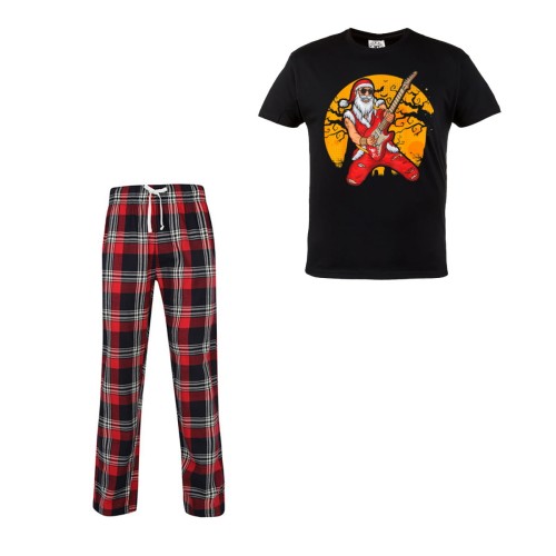 MĘSKA PIŻAMA ŚWIĄTECZNA PREZENT ŚWIĘTY MIKOŁAJ Z GITARĄ SANTA ROCK