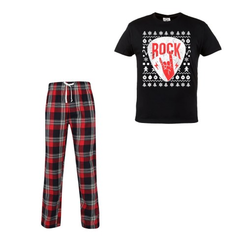 MĘSKA PIŻAMA ŚWIĄTECZNA PREZENT KOSTKA DO GITARY ROCK 1