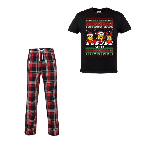 MĘSKA PIŻAMA ŚWIĄTECZNA PREZENT MINIONKI DEAR SANTA DEFINE GOOD 1