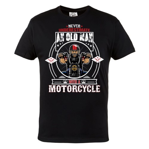 KOSZULKA MOTO MOTORYZACYJNA NEVER UNDERESTIMATE AN OLD MAN WITH A MOTORCYCLE