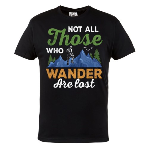 KOSZULKA DLA PODRÓŻNIKA TREKKING GÓRSKIE WYCIECZKI NOT ALL THOSE WHO WANDER ARE LOST