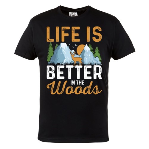 KOSZULKA DLA PODRÓŻNIKA TREKKING GÓRSKIE WYCIECZKI LIFE IS BETTER IN THE WOODS
