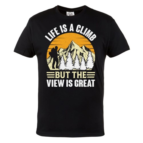 KOSZULKA DLA PODRÓŻNIKA TREKKING GÓRSKIE WYCIECZKI LIFE IS A CLIMB