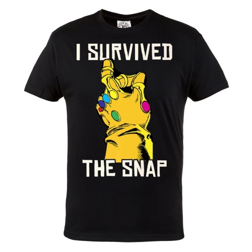 KOSZULKA FILMOWA MAVEL AVENGERS RĘKAWICA THANOSA I SURVIVED THE SNAP PSTRYKNIĘCIE