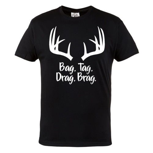 KOSZULKA DLA MYŚLIWEGO MYŚLIWY JELEŃ POROŻE BAG TAG DRAG BRAG