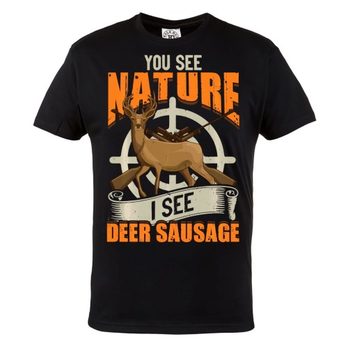 KOSZULKA DLA MYŚLIWEGO MYŚLIWY JELEŃ POLOWANIE YOU SEE NATURE I SEE DEER SAUSAGE 1