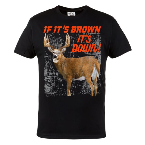 KOSZULKA DLA MYŚLIWEGO MYŚLIWY JELEŃ POLOWANIE IF IT'S BROWN IT'S DOWN 1