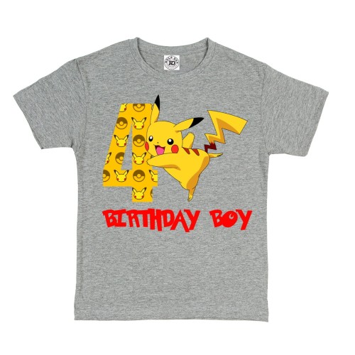 DZIECIĘCA KOSZULKA PREZENT NA 4 URODZINY DLA CHŁOPCA PIKACHU POKEMON BIRTHDAY BOY