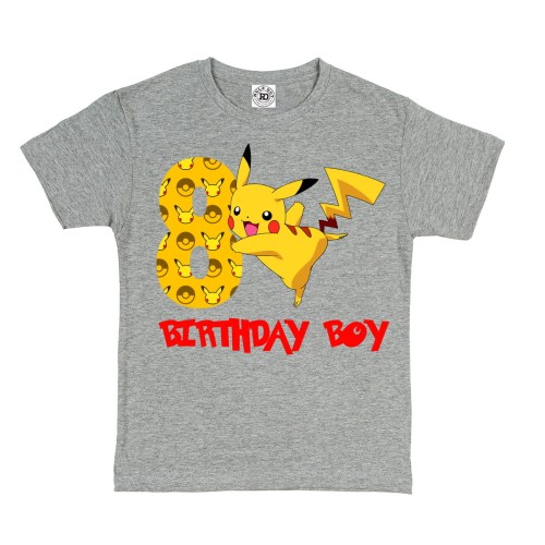 DZIECIĘCA KOSZULKA PREZENT NA 8 URODZINY DLA CHŁOPCA PIKACHU POKEMON BIRTHDAY BOY 1