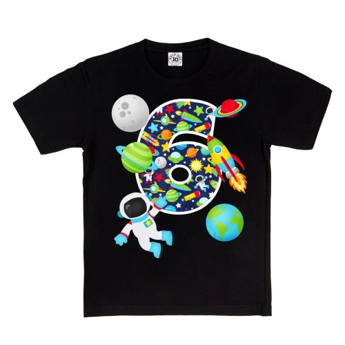 DZIECIĘCA KOSZULKA PREZENT NA 6 URODZINY KOSMOS KOSMONAUTA PLANETY 