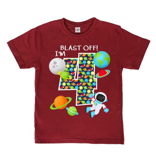 DZIECIĘCA KOSZULKA PREZENT NA 4 URODZINY BLAST OFF! KOSMOS