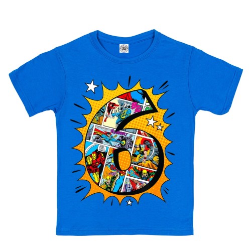 DZIECIĘCA KOSZULKA PREZENT NA 6 URODZINY MARVEL COMICS BOHATEROWIE