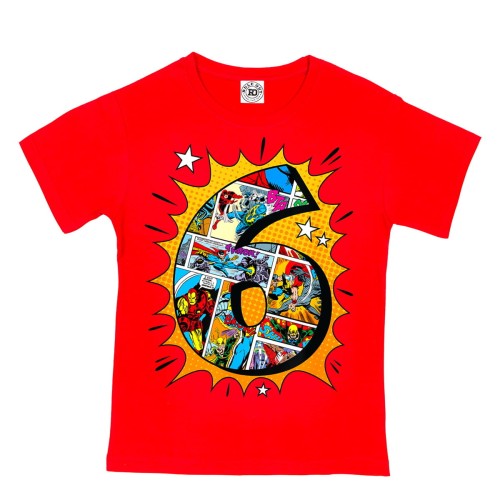 DZIECIĘCA KOSZULKA PREZENT NA 6 URODZINY MARVEL COMICS BOHATEROWIE