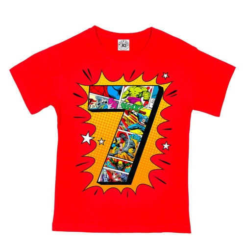 DZIECIĘCA KOSZULKA PREZENT NA 7 URODZINY MARVEL COMICS BOHATEROWIE 1