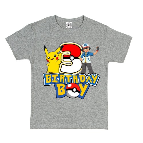DZIECIĘCA KOSZULKA PREZENT NA 3 URODZINY DLA CHŁOPCA POKEMON PIKACHU ASH POKEBALL BIRTHDAY BOY
