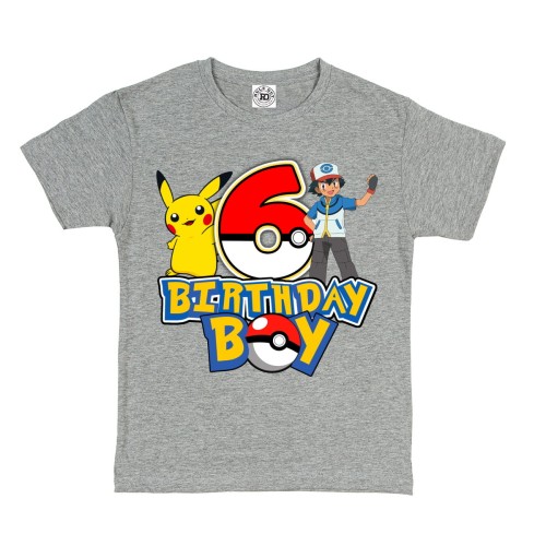 DZIECIĘCA KOSZULKA PREZENT NA 6 URODZINY DLA CHŁOPCA POKEMON PIKACHU ASH POKEBALL BIRTHDAY BOY