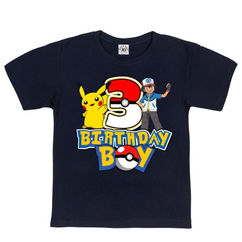 DZIECIĘCA KOSZULKA PREZENT NA 3 URODZINY DLA CHŁOPCA POKEMON PIKACHU ASH POKEBALL BIRTHDAY BOY 1