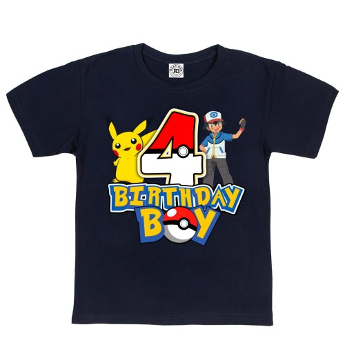 DZIECIĘCA KOSZULKA PREZENT NA 4 URODZINY DLA CHŁOPCA POKEMON PIKACHU ASH POKEBALL BIRTHDAY BOY  1