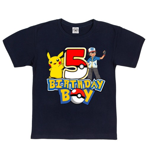 DZIECIĘCA KOSZULKA PREZENT NA 5 URODZINY DLA CHŁOPCA POKEMON PIKACHU ASH POKEBALL BIRTHDAY BOY 1
