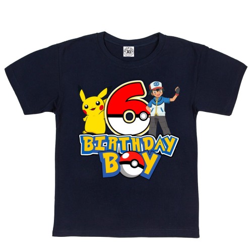 DZIECIĘCA KOSZULKA PREZENT NA 6 URODZINY DLA CHŁOPCA POKEMON PIKACHU ASH POKEBALL BIRTHDAY BOY