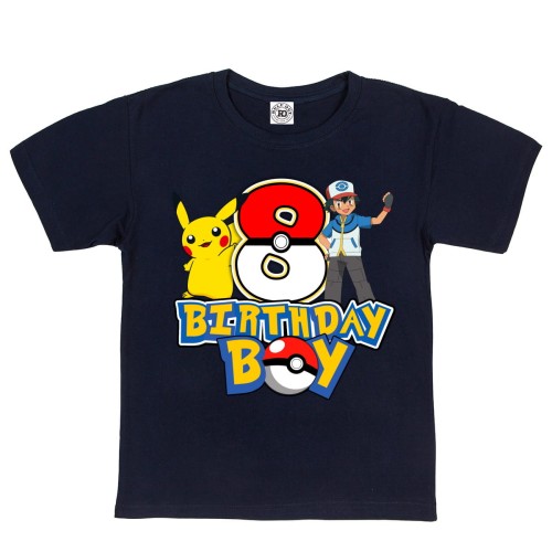 DZIECIĘCA KOSZULKA PREZENT NA 8 URODZINY DLA CHŁOPCA POKEMON PIKACHU ASH POKEBALL BIRTHDAY BOY 1