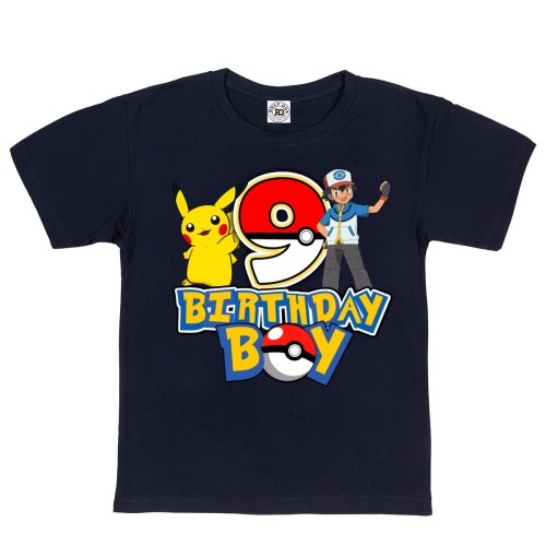DZIECIĘCA KOSZULKA PREZENT NA 9 URODZINY DLA CHŁOPCA POKEMON PIKACHU ASH POKEBALL BIRTHDAY BOY 1