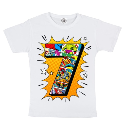 DZIECIĘCA KOSZULKA PREZENT NA 7 URODZINY MARVEL COMICS BOHATEROWIE 1