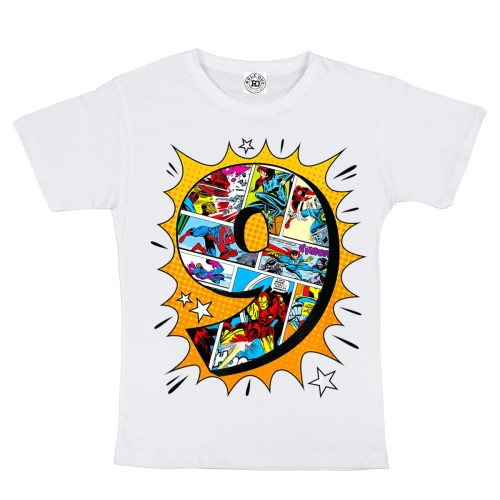 DZIECIĘCA KOSZULKA PREZENT NA 9 URODZINY MARVEL COMICS BOHATEROWIE