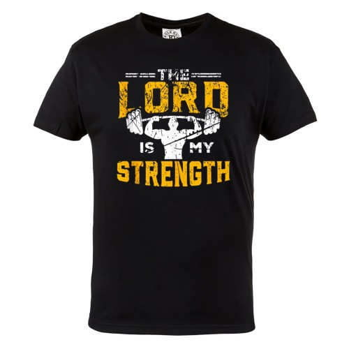 KOSZULKA NA SIŁOWNIĘ THE LORD IS MY STRENGTH SZTANGA CIĘŻARY 1